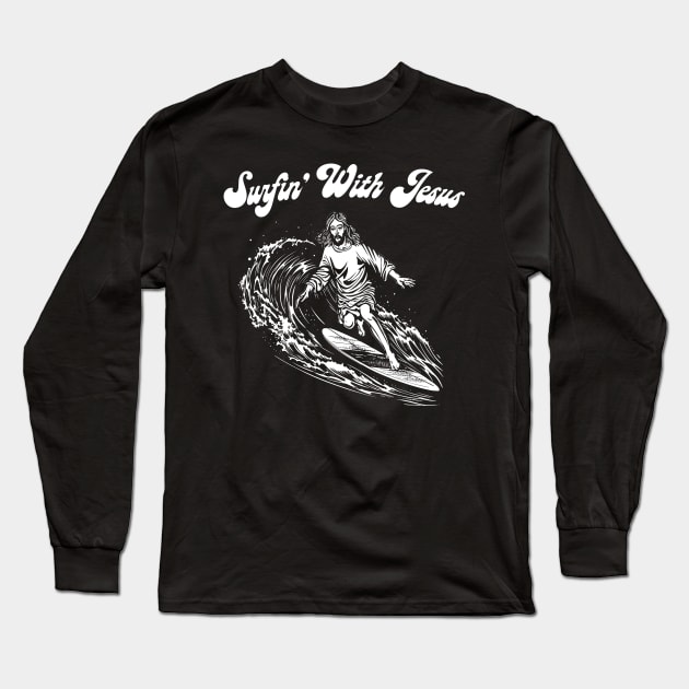 Surfin' With Jesus Long Sleeve T-Shirt by DankFutura